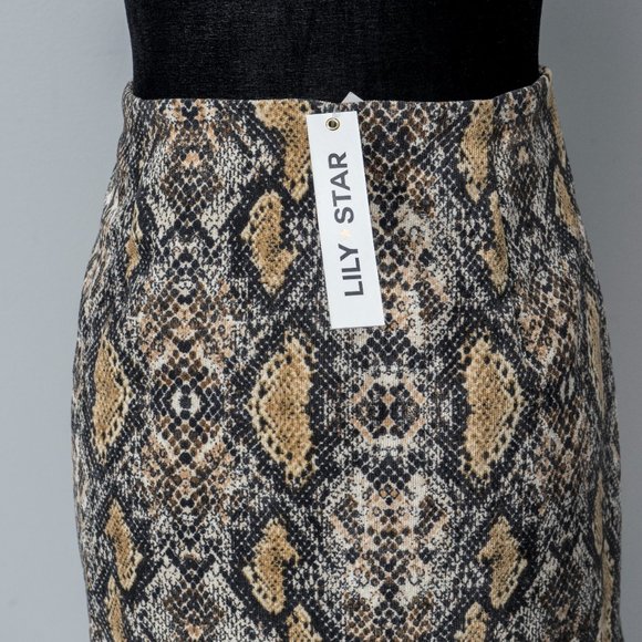 NWT LILY STAR SNAKE PRINT BUTTON UP SKIRT - M - Picture 3 of 4